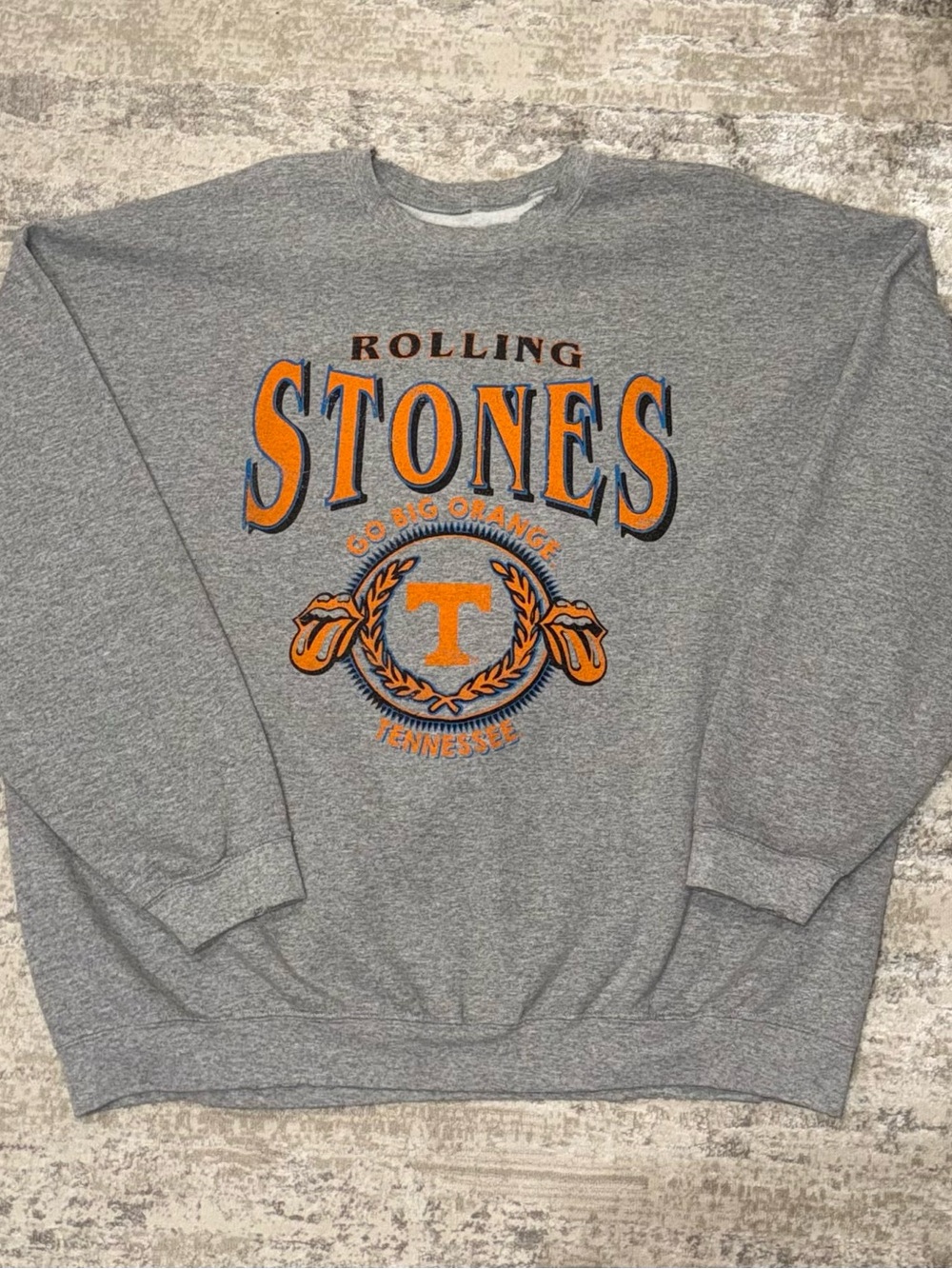 THRIFTED Brand Rolling Stones/GBO Grey Crewneck Sweatshirt Size 2XL